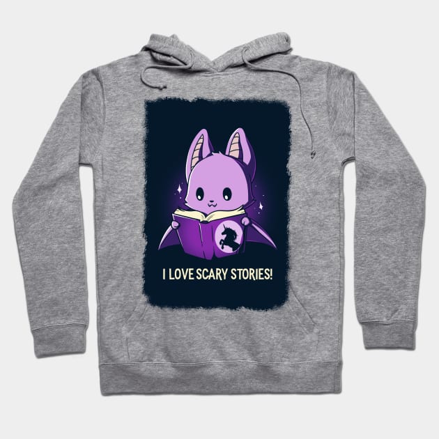 I Love Scary Stories!  Cute Funny Cat Kitten Scary Horror Sarcastic Humor Quote animal Lover Artwork Hoodie by LazyMice
